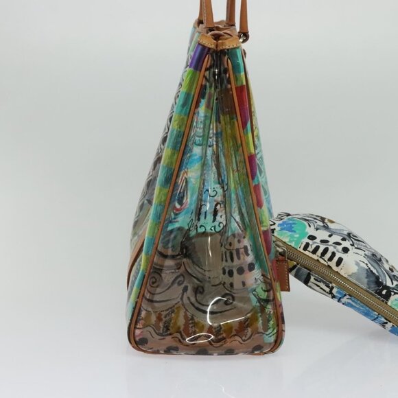 PRADA Tote Bag Vinyl Leather Clear Multicolor Silver - Picture 5 of 15